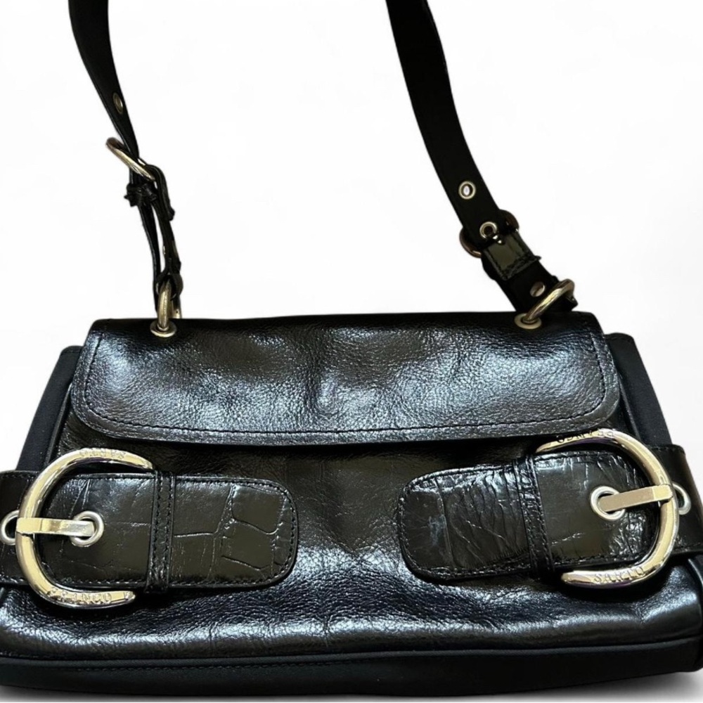 SOLD Elegant Black Leather Shoulder Bag
